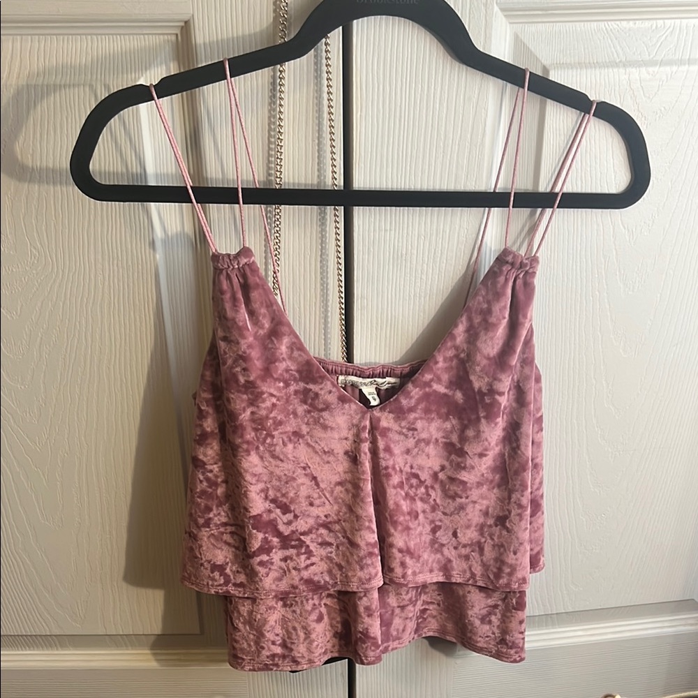 Express Pink Velvet Camisole Crop Top
